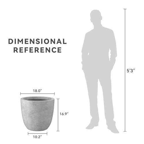 Image of Kante Pale Gray Concrete Planter 18 inch Dia All-Weather Round Large Pot
