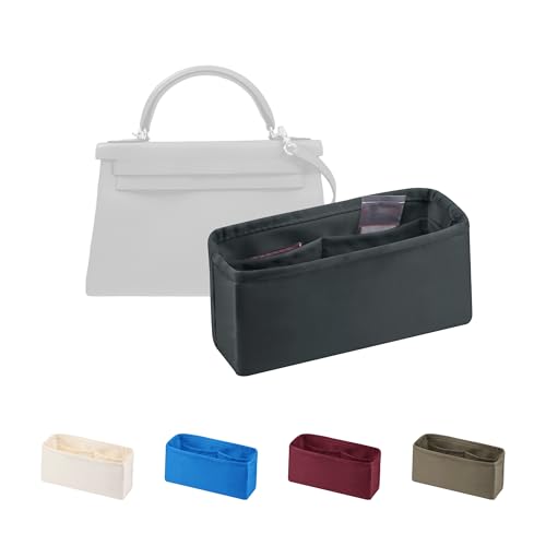 Inserção organizadora feminina – cetim e tecido leve com bolsos internos, portátil para viagem, compras e noite, opções multicoloridas, adequado para Kelly 25 (Grismeyer, KL25 Retourné)