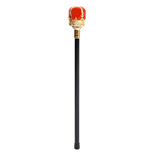 Boland 00608 - Sceptre Royal - 48 cm - Bâton Noir avec Couronne dorée et Rouge - Accessoire pour Costume, Carnaval, Halloween, fête à thème