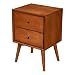Alpine Furniture 966-02 Flynn Mid Century Modern 2 Drawer Nightstand, 15" L x 18" W x 26" H, Acorn