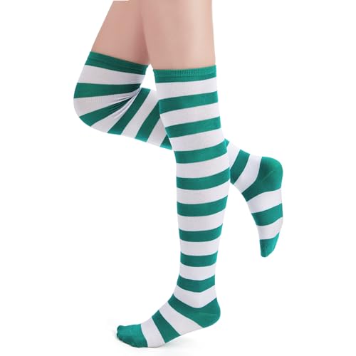 Image of Durio Thigh High Socks for Women striped Over Knee Socks Long Socks for Women Knee High Thigh Socks Halloween Cosplay Party