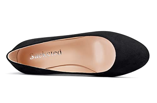 Saekcted Women's Mid-Heel Pumps Closed Round Toe Wedge Comfort Dress Pump Office 2Inch Heels Wedges Shoes4