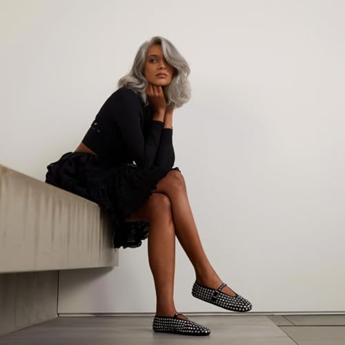 Rhinestone Flats for Women Crystal Studded Mary Jane Ballet Flats Shoes Buckle Strap Sparkly Casual Dress Ballerina Shoes2