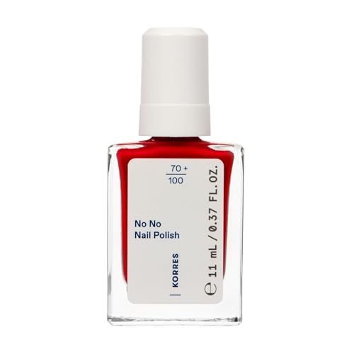 KORRES No No Nail Polish 51 True Red: esmalte de uñas vegano 10-Free con efecto gel, alto poder cubriente y brillo brillante, resistente a las grietas, 11 ml