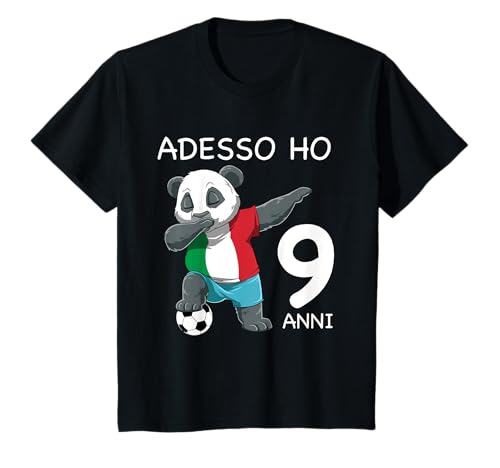 9 Compleanno Bambini Calcio Italia Panda - Regalo Di 9 Anni Maglietta