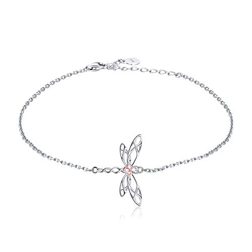 MANBU Sterling Silver Dragonfly Necklace Bracelet For Women Celtic Infinity Dragonfly Pendant Christmas Jewelry Gifts For Nature Lovers