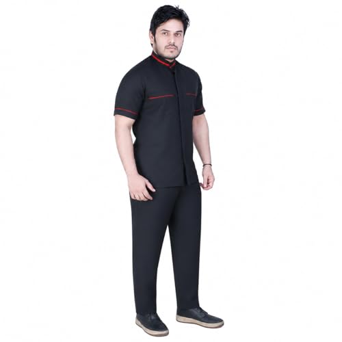 Image of FABUNIFORMS Waiter, Hotel, Restaurant, Catering Staff Uniform, Dress (Full Set), Dark Blue, Sizes
