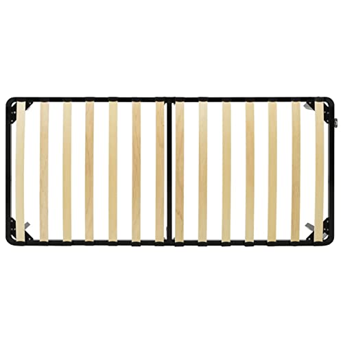 Homgoday Canapé negro de metal 90 x 200 cm, cama con estructura de cama, cama moderna, estructura de cama, cama de matrimonio, cama con láminas para salón y dormitorios - imagen 6