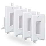 Recessed Cable Wall Plate 4 Pack with Fly Mounting Wings Bottom Opening for Wall Plate Cable Pass...