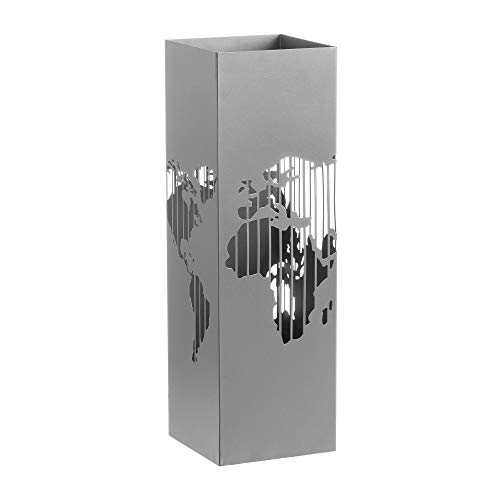 Paragüero de Metal Plateado de Mapa Moderno para la Entrada Factory -