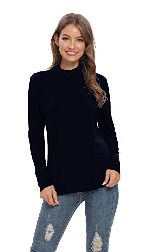 OCALLK Women's Long-Sleeve Soft Lightweight Turtleneck Shirt (Black, M)