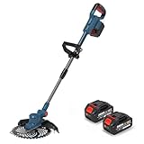 ZbOLi Decespugliatore a Batteria 21V, Tagliaerba Leggero telescopico con Lama da 8 Pollici X1 e Lama Diritta X1, Tagliaerba Elettrico da Giardino, per potatura Erbacce