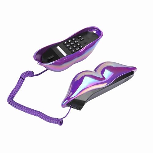 Téléphone fixe violet foncé en forme de lèvres pour décoration de bureau à domicile