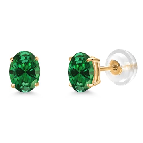 Gem Stone King 14K Yellow Gold Gemstone Birthstone Stud Earrings