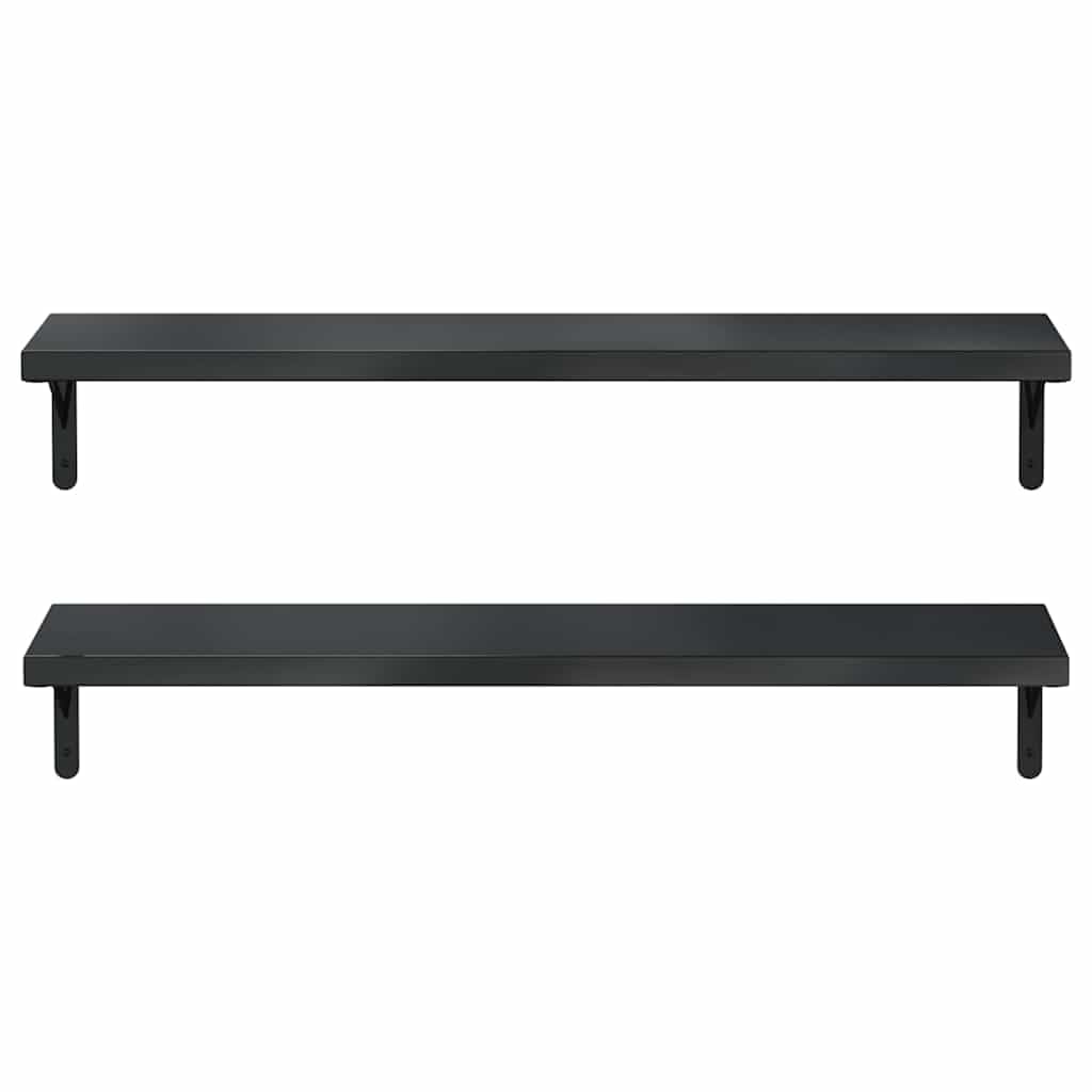Generisch Wandregale 2 STK. 100x23,5 cm Schwarz Edelstahl,Möbel,Regalsysteme,Wandregale-3214513
