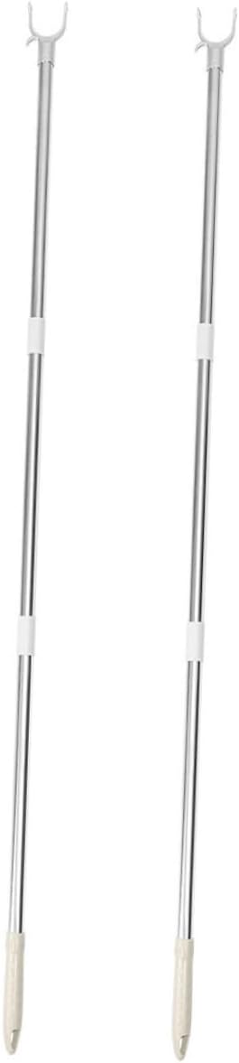 Cabilock 2pcs Adjustable Splicable Clothesline Poles for Wardrobe Hanging Aluminum Alloy Reach Poles with Strong Bearing Capacity Household Closet Support Rods