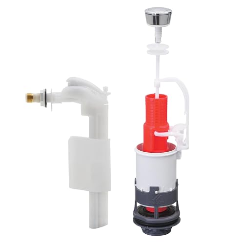 Wirquin 10724037 Chasse d'eau wc complète mécanisme wc simple chasse MP & robinet flotteur à alimentation latérale F90, blanc et rouge