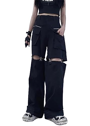AULKEEP Womens Dual Purpose Detachable Pants Loose Wide Leg