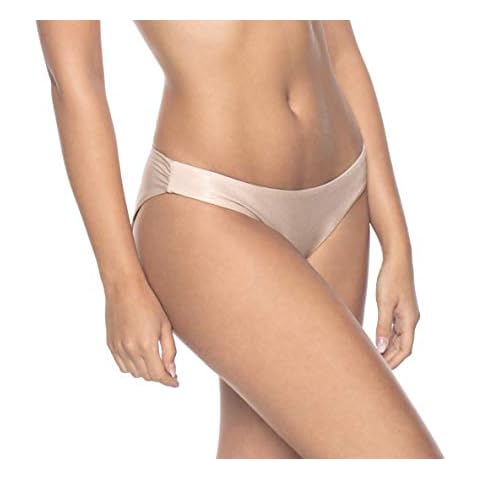PilyQ Women's Basic Ruched Full Bikini Bottoms - Off-White - Large Cover
