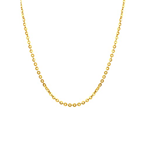 ZHOU LIU FU 18K Gold Chain OKette 750er Gelbgold Link Rundgliederkette Schmuck für Damen Herren Paar Geschenke Geburtstag Valentinstag Jahrestag 40/42/45cm