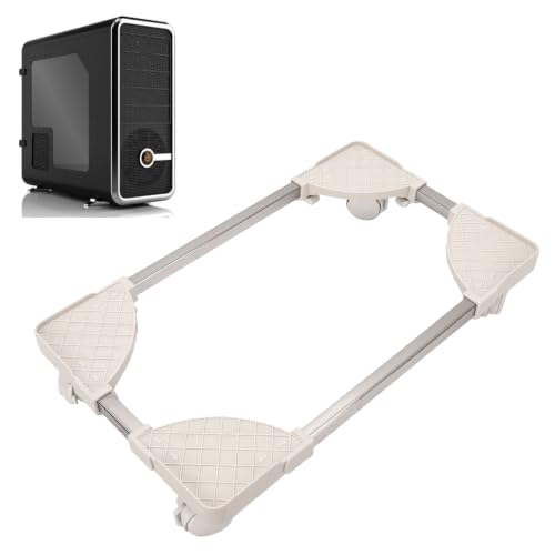 Soporte para torre de computadora CPU, ajustable con 4 ruedas con freno, ventilado (Blanco tamaño ajustable universal con ruedas de freno) miniatura 4
