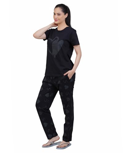 Image of Women's Premium Cotton Print Night Suits - Comfortable & Stylish Pajama Set with Pockets