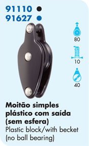 Nautos - 91110-SINGLE Block with Becket 40 MM - Sailboat Hardware