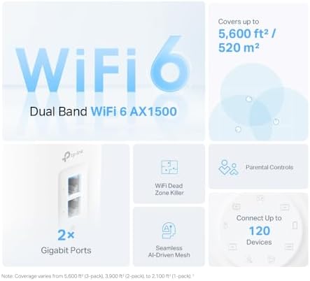 TP-Link Deco W4500 TP-Link Wi-Fi 6 Mesh Router Replacement System 3- AX1500 Mesh Routers Coverage up to 5,600 Sq. ft. Parental Controls Connect up to 120 Devices (Renewed)