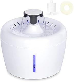 Cat Water Fountain, 2.5L Ultra-Quiet Pet Drinking Fountain with LED Water Level Window, Automatic Cat Fountain Water Bowl for Pet Cat Dog, BPA Free