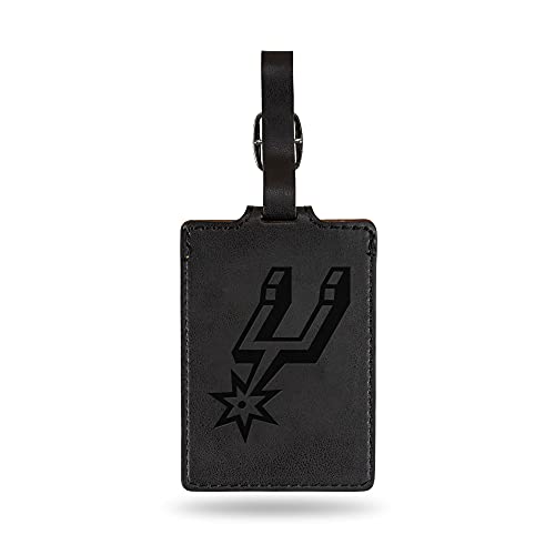 Rico Industries NBA San Antonio Spurs Black Laser Engraved Ultra Suede Luggage Tag - Includes ID Card