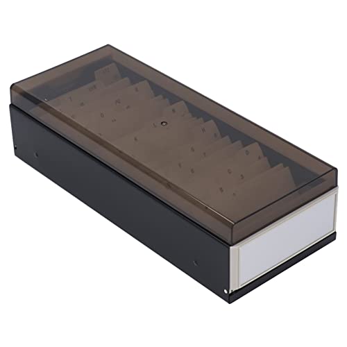 Qcwwy Business Card Holder, A To Z Index Extendable Business Card Box with Clear Cover Storage up to 800 Cards(Black)