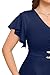 Women Plus Size Dresses Wedding Guest Navy Cocktail Semi Formal Wrap Summer Short Ruffle Sleeve Pockets Aline Midi Dress