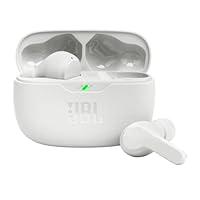 JBL Vibe Beam - True Wireless JBL Deep Bass Sound Earbuds, Bluetooth 5.2, Water & Dust Resistant, Hands-free call with VoiceAware, Up to 32 hours of battery life (White)