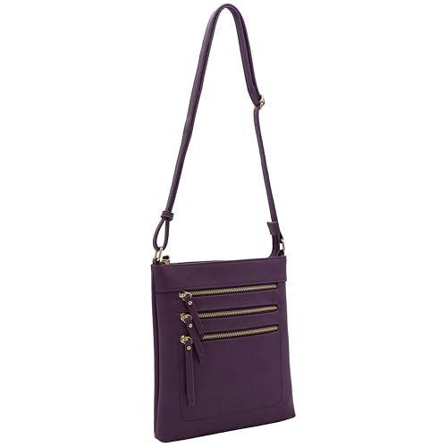 Image of Solene Crossbody Bag Functional Multi Pocket Messenger Purse Top Zip Closure Shoulder Handbag With Adjustable Strap
