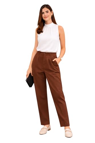 Image of Women's Formal Trousers | Stretch & Regular Fabric Options | Straight Fit Office Wear Pants with Pockets | Casual Trouser for Womens