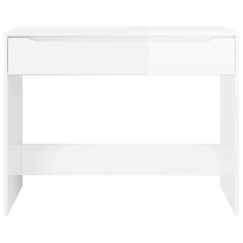 Scrivania Porta PC con Cassetto Bianco Lucido 100x50x78 cm | Tavolo da lavoro compatto per studio e camera da letto, con piano lucido facile da pulire e cassetto per cancelleria.