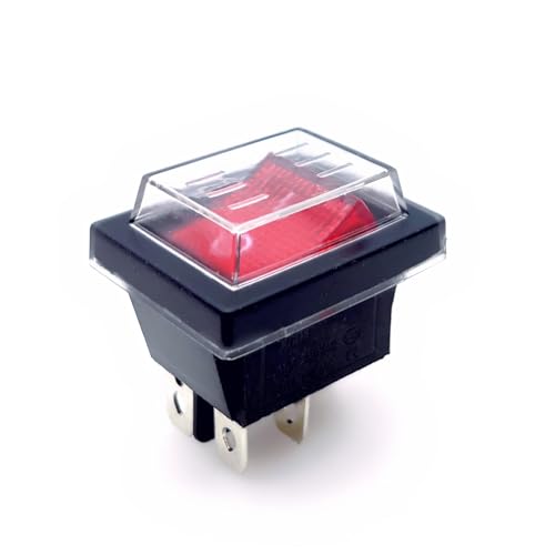 JZK Interrupteur à bascule lumineux DPST ON-OFF 250 VAC 16 A 4 broches 2 positions Couvercle étanche pour voiture, bateau, appareils ménagers