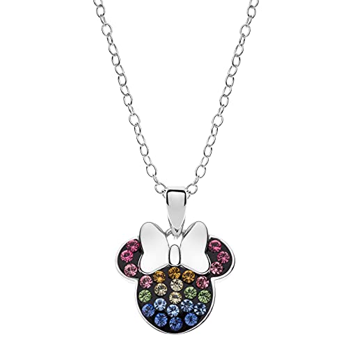 Collar de Minnie de plata con circonitas arcoíris, gargantilla infantil de 45cm
