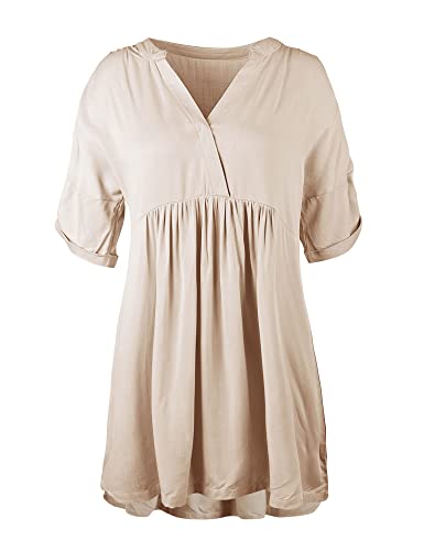Minclouse Women's Babydoll Short Sleeve Tunic Dress V Neck Cute Casual Loose Dresses4