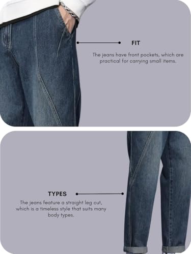 Image of GRECIILOOKS Men High Rise Jeans | Pants | Denim Jeans | Baggy Jeans | Loose FIT Jeans | Stylish Jeans
