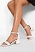 PARTY Women's Open Toe Ankle Strap Low Block Chunky Heels Sandals, White Pu B, 8