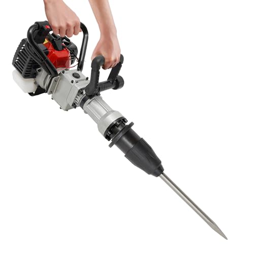 32.7cc Gas-Powered Post Driver, Cordless Pile Driver, Gasoline Piling 2-Stroke Engine, Single Cylinder Garden Farm Fencing Tool Machine, with Two Sleeves, Hand Pull Start, Air Cooling