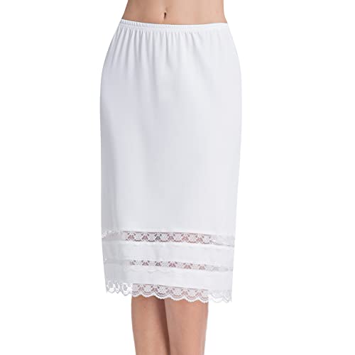 Image of Half Slips for Under Dress Women Underskirt Dress Extender Lace Trim Knee Length