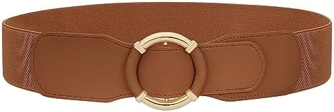 JASGOOD Women Wide Waist Belt Stretchy Elastic Vintage Belts for Dress Ladies Belt with Circle Buckle 2.95" Width