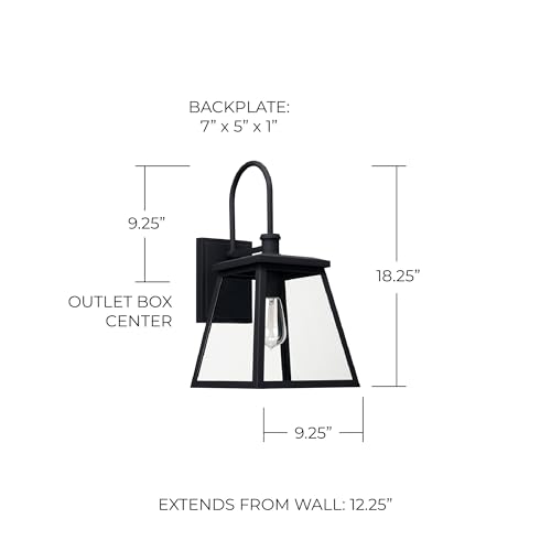 Capital Lighting 926812BK Belmore Clear Glass Outdoor Wall Sconce, 1-Light 100 Watt, 18" H x 9" W, Black thumbnail 2