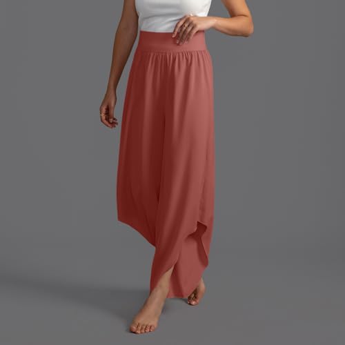 Pantalon palazzo décontracté respirant avec taille haute extensible