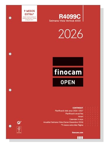 Recambio agenda Open 2026 para organizar la oficina y el estudio semana vista vertical