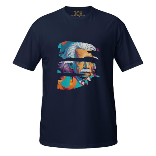 T-shirt unisexe JCH Einstein bleu marine M, le basique anti-déformation indispensable