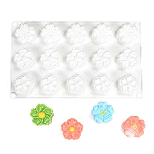 MLWSKERTY Blossomy Plan Molde Para Hornear De 15 Orificios Silicona No Mortal Dulces Fiesta Unidad Herramientas Cocina Profesional Fácil Limpiar Juego Herramientas Hornear Flores