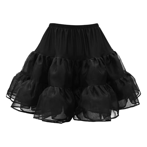 BlackButterfly Kinder Rockabilly Petticoat 1950er-Jahre Komplett aus Satin-Organza Tellerrock (Schwarz, 11-12 Jahre)